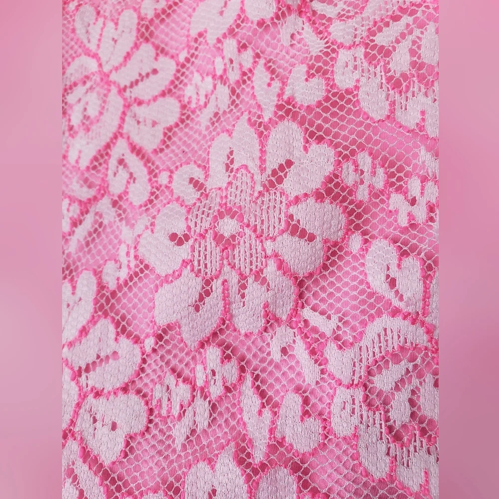 Nwot Justice Neon Pink Floral Lace Tank Top W Built In Bra 10 Girls